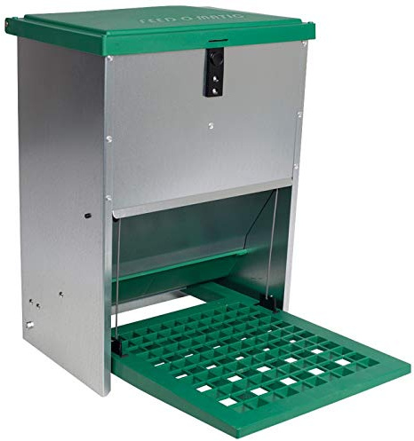 VOSS.farming Geflügelfutterautomat Feedomatic mit Pedalzufuhr, bis zu 12kg Futter, Hühner,Puten, Gänse, Enten