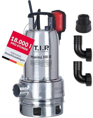 T.I.P. Schmutzwasser Tauchpumpe TVX 7000 + T.I.P. 31008 Entwässerungsschlauch Schlauch für Tauchpumpen 10 m