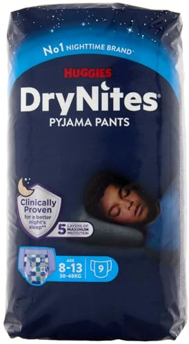 Huggies DryNites Nachtwindeln bei Bettnässen, für Jungen 8-13 Jahre (30-48 kg), 9 Stück