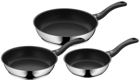 WMF Devil Pfannenset Induktion 3-teilig - Bratpfannen 20, 24, 28 cm - Edelstahl Cromargan Antihaft Pfannen Set, Beschichtet, Spülmaschinengeeignet, Backofenfest, Hitzebeständig und Kratzfest
