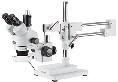 AmScope SM-4TZ-56S Haltungsinspektion Trinokulares Zoom-Stereomikroskop mit 56-LED-Licht, 3.5X-90X, Weiß
