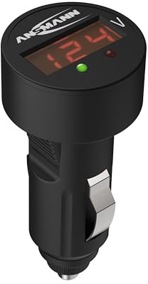 ANSMANN Power Check 12/24V Spannungsmesser/Prüfgerät und LED Voltmeter für Zigarettenanzünder/Ideal geeignet für 12V & 24V Autobatterien/Mit LED Display
