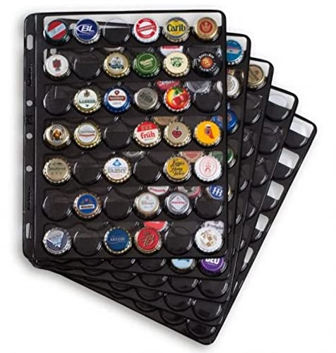 Leuchtturm 305080 Compart Kunststoffhüllen für 42 Kronkorken oder Champagnerdeckel - 5er-Pack, für Grande-Binder