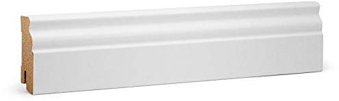 KGM Hamburger Sockelleiste Altberliner Profil - Berliner Leiste - Weiß folierte MDF Fußbodenleiste - Maße: 2400 x 19 x 60 mm - 1 Stück