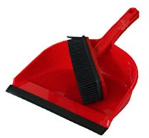Besen - Schrubber - Bürsten 2-teilig - Handfeger mit Gummiborsten und Schaufel - Reinigungsset - Modern - Rot - Metall, Kunststoff