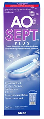 Aosept Plus Kontaktlinsen-Pflegemittel, Einzelflasche, 1 x 360 ml | Tiefenreinigung und Desinfektion für weiche und harte Kontaktlinsen