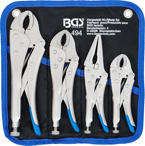 BGS 494 | Gripzangen-Satz | 4-tlg. | Gripzange 140 / 185 / 220 mm | Langbeck-Gripzange 175 mm | inkl. Tasche