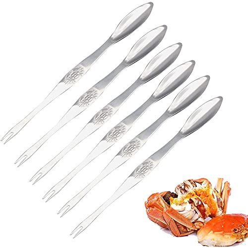 EQLEF Meeresfrüchte Gabeln Picks, Krabben und Hummer Picking Tools Edelstahl Packung (6-teilig)