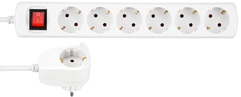 REV Steckdosenleiste PowerSplit - 7fach, mit Schalter, 3500W, 2m, weiß