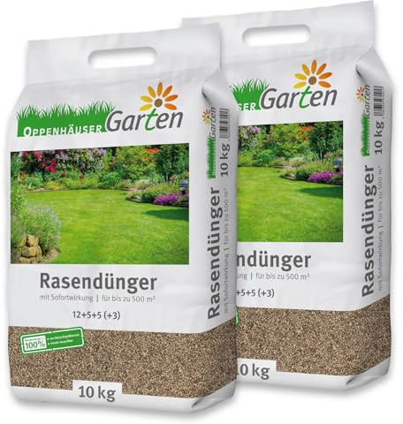 OPPENHÄUSER Rasendünger Herbst 20kg bis 1000m² - Sofortwirkung für | sattgrünen und robusten Rasen, verdrängt Moos, Sofortdünger