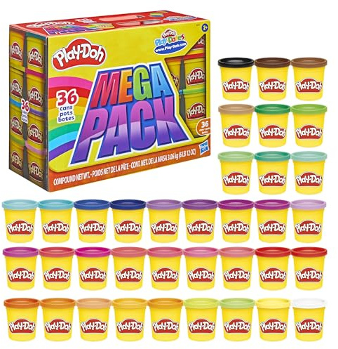 Play-Doh 36 Mega Pack, Knete für kreatives Spielen, für Kinder ab 2 Jahren 36834 Mehrfarbig 36er Pack, mehrfarbig sortiert