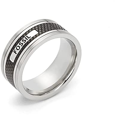 Fossil Ring Für Männer, Schwarzer Edelstahlring, JF00888040