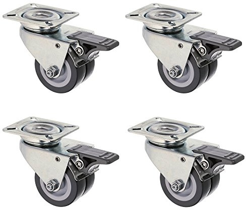 HRB Premium Strandkorbrollen, 4 Stück 50mm Doppelrollen Rasen geeignet mit Bremse, Tragkraft 320 kg