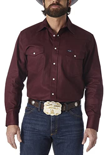 Wrangler Men's Authentic Cowboy Cut Work Western Long-Sleeve Firm Finish Shirt