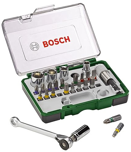 Bosch 27tlg. Schrauberbit und Ratschen-Set (PH, PZ, Hex, T, S-Bit, Zubehör Bohrschrauber und Schraubendreher)