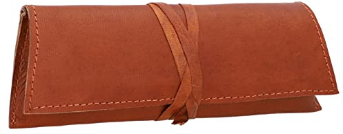 Gusti Federmäppchen Leder Klein Vintage – Hochwertiges Lederetui mit Wickelverschluss für Schule Büro Uni – Handgefertigtes Stifteetui und Mäppchen Rolle Leder