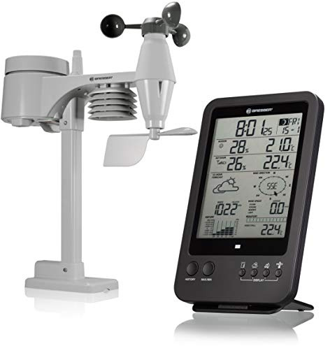 Bresser Wetterstation Funk mit Außensensor Wetter Center 5-in-1, Schwarz