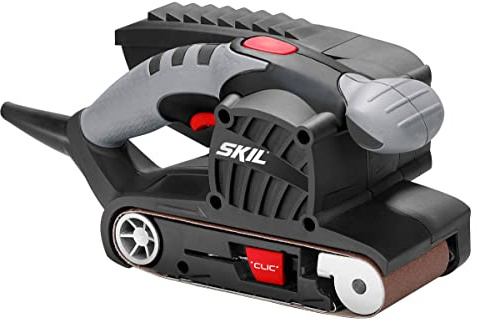 Bosch Home and Garden Bandschleifer 1215 AA (650 W, 76 x 457 mm, automatische Bandzentrierung, +Schleifrahmen, + Staubsauger-Adapter + Staubauffangbehälter), Schwarz/Anthrazit