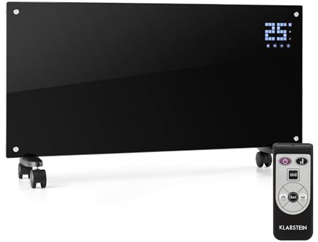 Klarstein Elektroheizung, Konvektor-Heizung mit Bodenrollen, Mobile Elektroheizung Energiesparend, Schlanke, Leise Heizung Elektrisch, Standgerät Heizkörper Elektrisch mit Thermostat, 2000 W