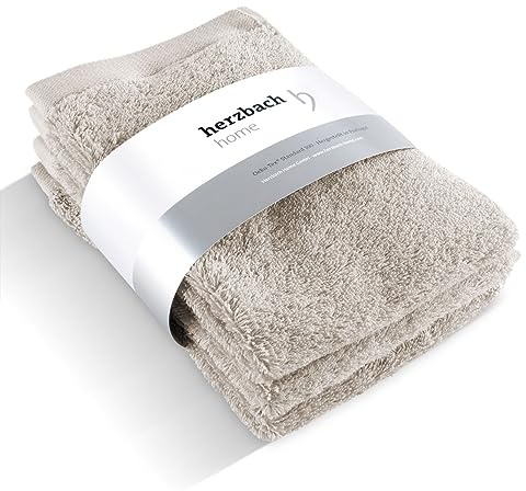herzbach home Gästehandtuch 3er Set 30 x 50 cm (Sandgrau) – Hochwertige, weiche & saugstarke Gäste-Handtücher in Premium-Qualität – 100% natürliche Baumwolle