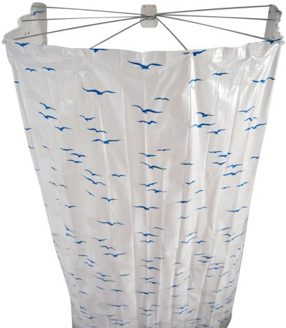 RIDDER Sylt Duschspinne, Duschfaltkabine, Ombrella, Badewannenvorhang, Kunststoff (ABS = Acrylnitril-Butadien-Styrol) / Edelstahl/PEVA (Polyethylen-Vinylacetat), blau, 170 cm