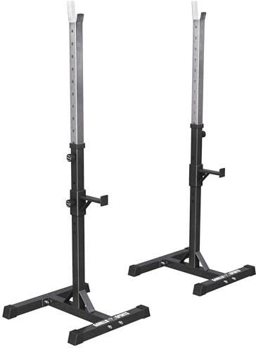 GORILLA SPORTS® Squat Rack – Verstellbar, 52 x 53 x 105–172 cm, Max. Belastbarkeit 500 kg, Schwarz – Langhantelständer, Langhantelablage, Power Rack, Stabiles Gestell, Hantelbank-Stütze, Halterungen