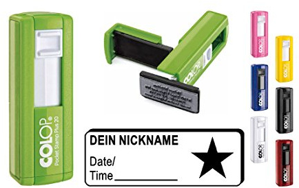 Geocachingstempel « STERN » Abdruckgröße ca. 37 x 14 mm - mit persönlichem Cachernamen/Nicknamen - Geocaching Stempel Pocketstempel