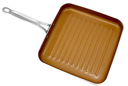 Gotham Stahl Antihaftbeschichtete Grill Pfanne mit Maurerkelle ti-cerama Oberfläche, Kupfer