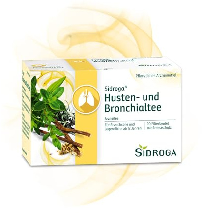 Sidroga Husten- und Bronchialtee – Pflanzlicher Arzneitee bei Erkältungshusten mit fünf bewährten Heilpflanzen - schleimlösend & reizlindernd - 20 Teebeutel à 2 g