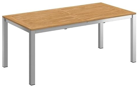 OUTLIV. Oviedo Ausziehtisch, ausziehbar, 240x90 cm, Stahl/Teakholz | Stahl/Teakholz, ausziehbar und flexibel, 240x90 cm, Natur, für Garten und Terrasse