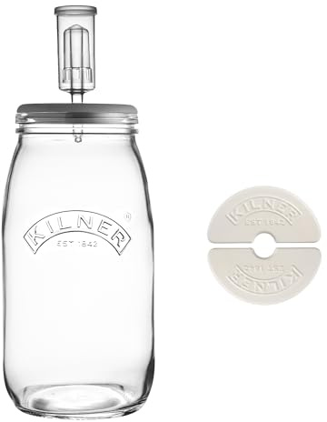 Kilner Fermentier Set 3 Liter, Einmachglas mit Gärdeckel, Keramikgewichte | Gärventil, Silikondeckel, für Sauerkraut, Kimchi, Gurken, Rotkraut, probiotisch, spülmaschinengeeignet
