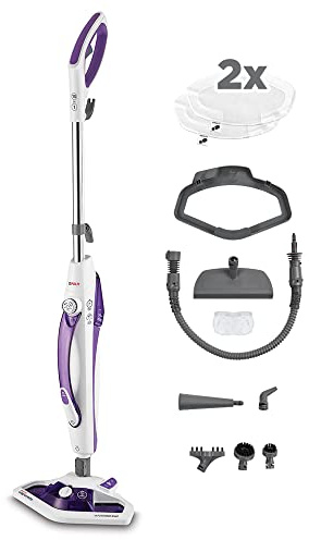 Polti Vaporetto SV440 Double – 2-in-1 Dampfreiniger, Boden- & Handgerät, 11 Zubehörteile, Aufheizzeit 15 Sek., Abnehmbarer Wassertank, Weiß/Violett