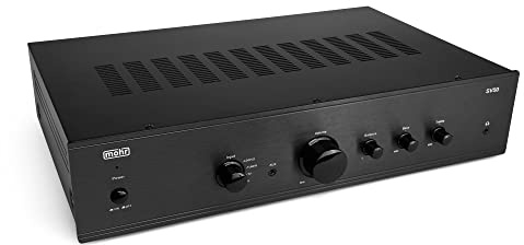 mohr SV50 HiFi Stereo Verstärker, schwarz | analoger Audio Vollverstärker, angenehmer Klang, 3 x Cinch-, 1x 3,5mm Klinkeneingang, Kopfhörerausgang