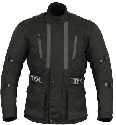 Texpeed Motorradjacke herren mit protektoren - Motorrad Biker Wasserdicht Jacke Mit Rüstung (EN 1621-1) Schwarz - M