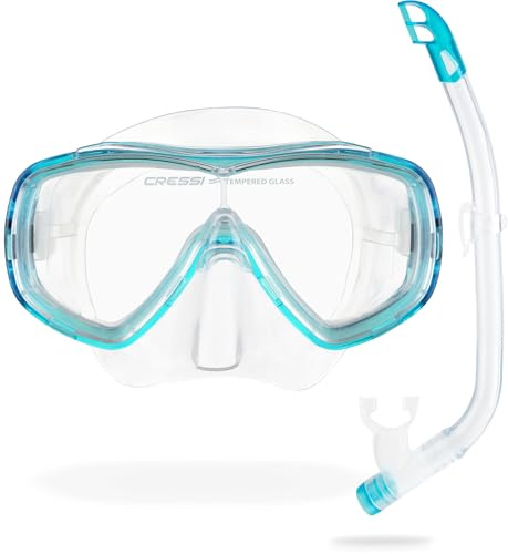 Cressi Schnorchelset Kinder Ondina & Top Ondina VIP Transparent/Aquamarin Einheitsgröße