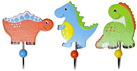 Kinder Kleiderhaken Wandhaken Blau Dinosaurier Holz für Jungen Kinderzimmer