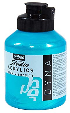 Pébéo - Acrylic Fine Studio Acrylics - Acrylfarbe für Künstler - Farbe für Profis und Anfänger - Leuchtende und pigmentierte Farbe - Blau Grün Iridescent - 500 ml