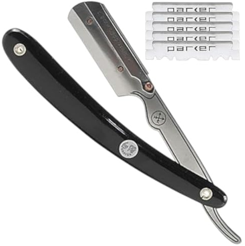Parker Safety Razor SRB Gerade Kante Barbier Rasierer und 5 Parker Klingen Schwarz