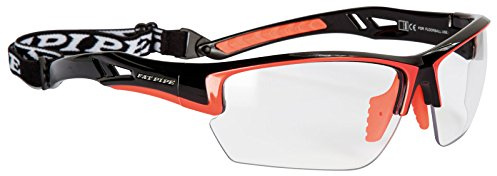 Floorball & Unihockey Schutzbrille JUNIOR | FAT PIPE | Farbe: Schwarz/Orange | mit IFF Zertifikat für geprüfte Qualität
