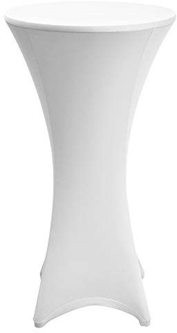 Beautissu Strech Husse für Stehtische Ø 80-85 cm – Stella elastischer Strechüberzug Tischhusse für Bistrotische – Stehtischhusse für Hochzeit, Geburtstag, Taufe etc - Edle Stehtisch Hussen in Weiß