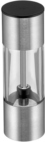 WMF Mini Gewürzmühle klein 11 cm unbefüllt, Cromargan Edelstahl, Grinder, Glas, Keramikmahlwerk, Salzmühle, Pfeffermühle