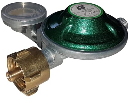 Enders® Gasdruckregler mit Manometer und Schlauchbruchsicherung, G 1/4'' LH, Ausgangsdruck 50 mbar, Durchfluss 1,5 kg/h, für Gasgrills, Campingkocher und Gasgeräte, zur Druckkontrolle, silber, #1106