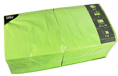 250 Servietten, 3-lagig 1/4-Falz 33 cm x 33 cm apfelgrün, Lindgrün