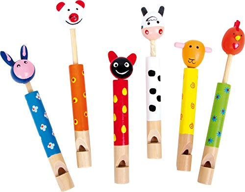 small foot Tierpfeifen aus Holz, 6er Set, Partyartikel, Tröte für Geburtstag, kleines Mitbringsel ab 3 Jahren, 7744