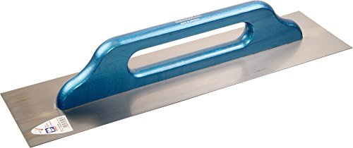 HAROMAC Schweizer Glättekelle Made in Germany, 500x130mm, rostfreier Edelstahl, Blauer Holzgriff, mit normalen Kanten, für großflächige Glättearbeiten, Reibebrett