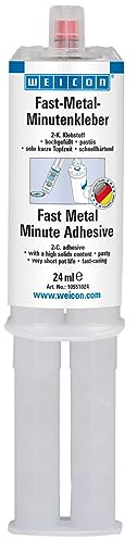 WEICON Fast-Metal Minutenkleber 24 ml | Flüssigmetall | 2-Komponenten-Epoxidharzkleber für Metall, Holz, Stein u. v. m.