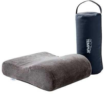 TEMPUR Reisekissen Memory Foam, Ergonomisch, (25 x 31 x 10/7 cm), Anthrazit | Reise-Nackenkissen inkl. Tragetasche