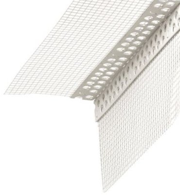 bauFIT Gewebeeckwinkel 50 m, 8 cm x 12 cm x 2 m, 165 g/m², Glasfasergewebe mit PVC-Ecke für Armierung