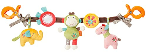 Fehn Kinderwagenkette Spielzeug Safari – Baby Mobile Kette mit niedlichen Figuren zum Aufhängen an Kinderwagen, Babyschale oder Kinderbett – Kinderwagen Zubehör für Babys und Kinder ab 0+ Monaten