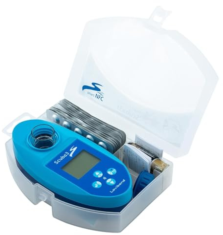 Lovibond Scuba II Elektronischer Pooltester für Chlor, Brom und pH-Wert Messung mit Powerhaus24 Pflegefibel